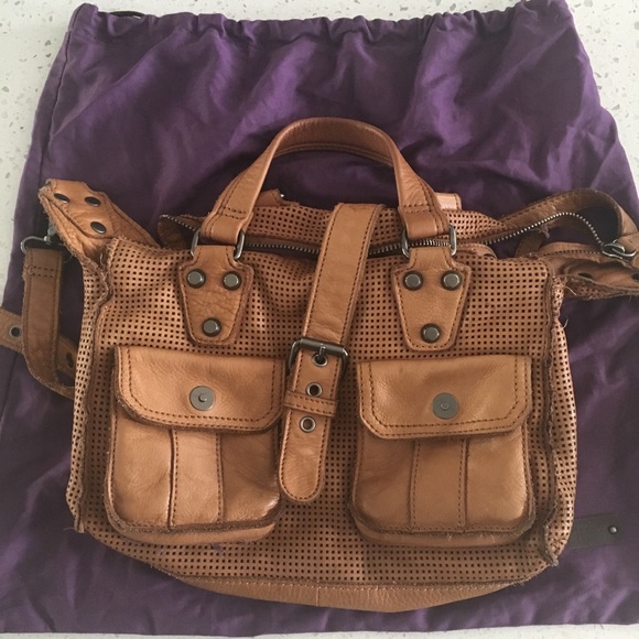 Linda Pelle perforated leather satchel